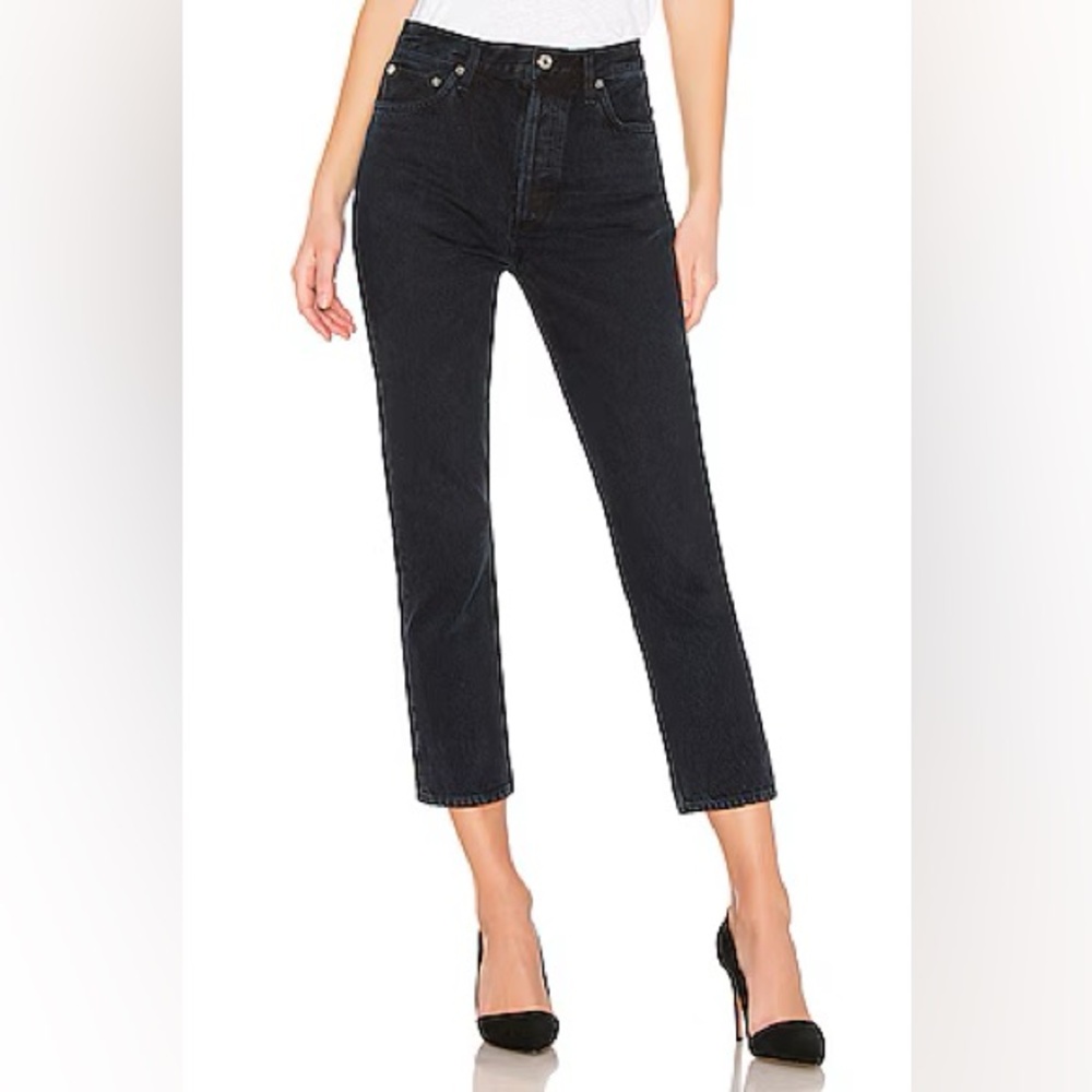 Agolde Women’s Riley High Rise Straight Crop Ankle in Dark Blue Casual Size US30